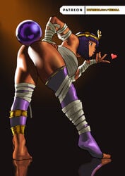 1girls ass big_ass bob_cut cessa dark-skinned_female dark_skin egyptian female female_only lipstick menat solo solo_female street_fighter