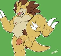 anthro ball_tuft balls claws feet genitals hi_res male male_only nintendo nipples penis pokémon_(species) pokemon pokemon_(species) presenting raised_tail sandslash sharp_claws sharp_teeth slightly_chubby solo solo_male teeth tongue tongue_out tuft vein video_games wani_panic