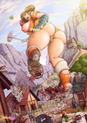 breasts breasts_out building destruction diane_(nanatsu_no_taizai) exposed_breasts funboy giantess macro nanatsu_no_taizai panties_aside public pussy ripped_clothing seven_deadly_sins size_difference the_seven_deadly_sins