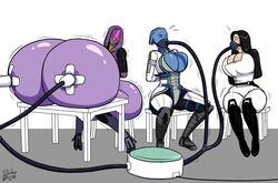 3_toes 3girls alien_girl asari ass_expansion bioware blooberboy blue_skin breast_expansion bursting_breasts female female_only forced_feeding gigantic_breasts huge_breasts hyper hyper_breasts lactation liara_t'soni mass_effect milking milking_machine miranda_lawson purple_skin quarian tali'zorah_nar_rayya thick_thighs tight_clothing