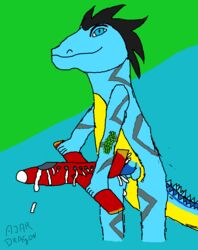 aircraft airplane ajar_dragon anthro artist dino_karo dinosaur genitals male mechanic penis reptile scalie solo