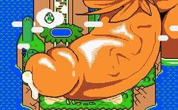 anthro balls bodily_fluids bowser digital_media_(artwork) funny genital_fluids genitals koopa low_res macro male male_only mario_(series) mouthmoth nintendo penis pixel_art precum pubes scalie solo super_mario_world video_games