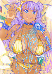 areolae big_breasts blonde_hair breasts erect_nipples female female_focus female_only female_protagonist galko gyaru huge_breasts kuro_gyaru large_breasts long_hair nipples official_art oshiete!_galko-chan solo suzuki_kenya tagme