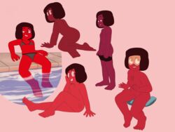 ass breasts d-rock feet female female_only gem_(species) multiple_girls nipples pussy pussy_visible_through_clothes ruby_(gem_species) spread_legs steven_universe swimsuit tagme