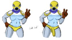 anthro breasts fludd futanari gankgoat mario_(series) nintendo penis super_mario_sunshine vagina white_background