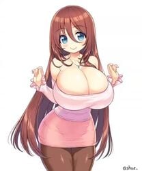 1girls 5_fingers animated bangs big_breasts blue_eyes blush bouncing_breasts breast_jiggle breasts brown_hair cleavage clothed collarbone cute female female_only frilled_sleeves front_view hair_between_eyes huge_breasts human jiggle large_breasts long_hair looking_at_viewer loop mai_toozuru_(shuz) necklace no_sound original presenting presenting_breasts shaking_breasts shuz_(dodidu) simple_background skimpy skirt smile solo solo_female standing thick_thighs top_heavy very_long_hair video voluptuous white_background wholesome wink