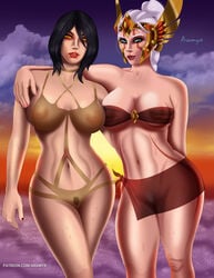 abs amazon amazon_(diablo) aramyx beach big_breasts blizzard_entertainment cassia_(diablo) curves demon_hunter_(diablo) diablo diablo_2 diablo_3 heroes_of_the_storm large_breasts nude skin_tight swimsuit valla_(diablo) warmatron wet wide_hips