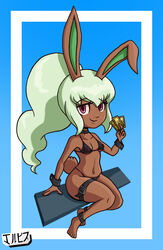 2020 agent_spect-hare bikini breasts bunny_girl bunny_mint fanart green_hair jackintaro level-5 pink_eyes yo-kai(species) yo-kai_watch yo-kai_watch_3 youkai youkai_watch yōkai