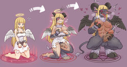 1futa 1girls 2020 6_breasts angel anthro balls blonde_hair bodily_fluids breast_expansion breast_growth breasts breath c-3matome clothing corruption cum cumshot demon dress ejaculation expansion feathered_wings feathers female female_to_futa fti_transformation furry futanari futanari_transformation gender_transformation genital_fluids genital_growth genitals growth gynomorph hair halo hand_on_breast heart hi_res hooves horn horn_growth humanoid_to_anthro intersex kneeling long_hair looking_pleasured looking_up magic magic_circle masturbation multi_breast nude penile penile_masturbation penis penis_growth pentagram red_eyes simple_background smile solo torn_clothing transformation wings wrists_tied