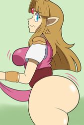 a_link_between_worlds ass big_ass big_breasts big_butt blonde_hair blush bottom_heavy bracers breasts bubble_butt dress_lift fat_ass female female_only gattai huge_ass looking_back nintendo princess princess_zelda shingattai super_smash_bros. super_smash_bros._ultimate the_legend_of_zelda thick_ass thick_thighs thong tiara zelda_(a_link_between_worlds)