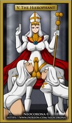 1futa 2boys chastity chastity_cage crossdressing futadom futanari human human_only light-skinned_femboy light-skinned_male light_skin male male_nun malesub neocorona nun sissy strap-on tagme tarot tarot_card tarot_deck the_hierophant_(tarot) worship