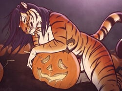 1futa 2020 4:3 anthro areolae balls bite biting_lip black_hair black_stripes bodily_fluids breasts cheek_tuft chubby closed_eyes cum cum_in_pumpkin cumshot detailed_background digital_media_(artwork) ejaculation erect_nipples erection facial_tuft felid feline_ears feline_tail food food_penetration fruit fucking_pumpkin fur furry futa_only futanari genital_fluids genitals glopossum hair improvised_sex_toy intersex jack-o'-lantern long_hair looking_pleasured mammal masturbation medium_breasts nipples nude orange_body orange_fur pantherine penile penile_masturbation penis pink_nipples pink_penis plant pumpkin purple_hair smile solo solo_futa striped_body striped_fur stripes tiger tiger_stripes tuft vegetable