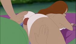 1boy 1girls animated ass assjob brown_hair buttjob covered_buttjob dat_ass female hands_on_ass huge_ass incest inusen milf milftoon_drama mother_and_son older_female older_woman_and_younger_boy panties penis reading_book straight