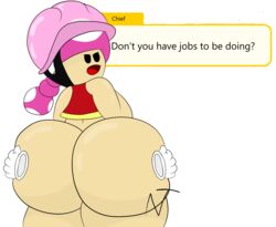 1girls 1other annoyed ass ass_squeeze ass_squish big_ass bottomless bubble_ass bubble_butt dat_ass disembodied_hands english_text enormous_ass female female_focus giant_ass gigantic_ass hands hands_on_ass hard_hat huge_ass hyper_ass large_ass large_butt looking_at_viewer looking_back mario_(series) neuwolfram/newtungsten nintendo no_pants open_mouth pink_hair solo_focus super_mario_maker super_mario_maker_2 text thick_thighs thighs toadette vest