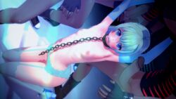 angry arms_above_head bang_dream! blonde_hair bondage chains collar implied_rape koikatsu lingerie penis shirasagi_chisato