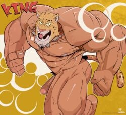 anthro boner cheetah erection gay king_(tekken) king_of_fighters looking_at_viewer male male_only nude open_mouth partially_retracted_foreskin penis saliva saliva_string solo tail tekken thy_carker thymilph tongue vein veiny_arms veiny_muscles