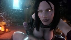 1boy 1girls 3d animated big_breasts breasts erection female femdom glowing_eyes handjob human_male human_penetrating large_breasts looking_at_viewer male male_pov noname55 penis pov serana sex skyrim sound source_filmmaker the_elder_scrolls vampire video