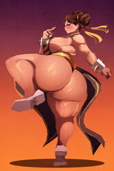 1girls ass ass_focus background big_ass big_breasts bottom_heavy breasts brown_eyes brown_hair bubble_ass bubble_butt butt butt_crack capcom chinese_clothes chun-li curvy fighting fighting_pose gigantic_ass high_resolution huge_ass hyper_ass large_ass looking_at_viewer riendonut shoes sideboob street_fighter thick thick_ass thick_thighs thighs thighs_bigger_than_head