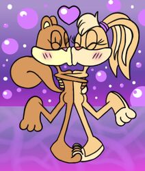 2girls adorable blush bunny crossover cute deep_kissing feet female female_only foot_fetish footsie furry hug hugging interlocked_toes intimate kissing lips lola_bunny looney_tunes mepwep naked nude passionate paws rabbit sandy_cheeks ship smooch spongebob_squarepants squirrel yuri