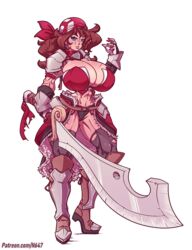 1girls alternate_age alternate_breast_size alternate_costume barbarian big_breasts blue_eyes breasts brown_hair bursting_breasts color high_heel_boots high_heels looking_at_viewer may_(pokemon) muscles muscular muscular_female muscular_thighs n647 nintendo pokemon pose posing scar smile solo stockings sword taller_female thick_thighs thin_waist voluptuous wide_hips