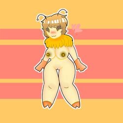 antennae bee big_breasts blush breasts brown_hair cinicalvoice cute gloves insect_girl insect_humanoid insects stinger thick_ass thick_thighs yellow_body yellow_fur yellow_skin