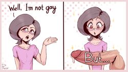 1boy balls big_penis comic ethan_(phess) femboy gay gay_denial girly gray_hair huge_cock meme original penis penis_awe phess pink_shirt questioning questioning_sexuality red_eyes sexually_confused tagme trap yaoi