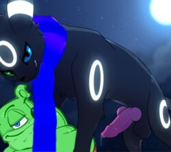 black_fur commentary fur furry gaya_ayuri glowing_markings gummi night_sky pokemon scarf sexyfur umbreon year youtuber