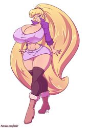 1girls ass bare_midriff big_ass big_breasts blonde_hair blue_eyes boots breasts breasts_bigger_than_head bursting_breasts cleavage color disney disney_channel disney_xd gravity_falls high_heel_boots high_heels huge_breasts long_hair looking_at_viewer muscular n647 nipple_bulge nipples nipples_visible_through_clothing pacifica_northwest solo straight_hair taller_female thick_thighs thin_waist very_long_hair voluptuous white_background white_female wide_hips wink