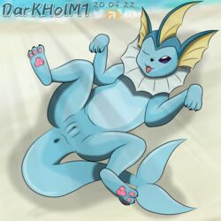 1:1 anus beach darkholm1 eeveelution female feral genitals hi_res nintendo pokémon_(species) pokemon pussy seaside solo vaporeon video_games