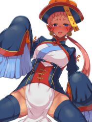 alternate_costume blue_eyes blush boris_(noborhys) chinese_clothes dark-skinned_female dark_skin earrings ena_(fire_emblem) facial_mark female fire_emblem fire_emblem:_path_of_radiance fire_emblem:_radiant_dawn fire_emblem_heroes forehead_mark halloween halloween_costume hat highres jewelry jiangshi_costume long_hair long_sleeves looking_at_viewer nintendo ofuda pelvic_curtain pink_hair qing_guanmao smile solo solo_female wide_sleeves