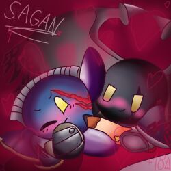 2d_(artwork) ambiguous_gender anal_insertion anal_penetration blue_body dark_body dark_meta_knight dildo dildo_in_ass kirby_(series) kirby_and_the_amazing_mirror male/ambiguous male_only male_penetrating_ambiguous meta_knight scar self_upload wings yellow_eyes