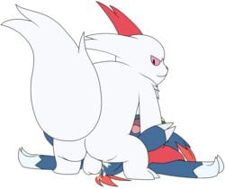 2018 alpha_channel ambiguous_penetration angeltf anthro balls bodily_fluids cum duo female genital_fluids genitals hi_res lying male nintendo nude on_back open_mouth penetration pokemon pokemon_(species) questionable_consent red_eyes restrained simple_background sneasel straight transparent_background video_games zangoose