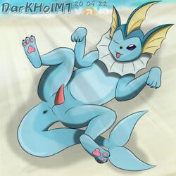 1:1 anus beach darkholm1 eeveelution feral genitals hi_res male male_only male_vaporeon nintendo penis pokéball pokémon_(species) pokemon seaside solo vaporeon video_games