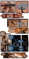 1:2 2021 9:18 anthro biped canid closed_eyes cobalt_(tatsuchan18) collar comic dialogue english_text feral fur group hair havoc_(tatsuchan18) hi_res hyaenid male mammal open_mouth spade_(tatsuchan18) speech_bubble standing tatsuchan18 text text_box