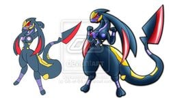 anthro breasts color fangs female female_only gb_of_bs multiple_females multiple_girls nipples nude pokemon pokemon_(species) seviper simple_background standing watermark white_background