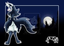 anthro ass back_view breasts color female female_only fur furry gb_of_bs looking_back mightyena moon multiple_females night open_eyes outdoors pokémon_(species) pokemon standing tagme tail watermark