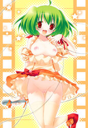 breasts clothing dress female green_hair macross macross_frontier no_panties ranka_lee small_breasts stockings