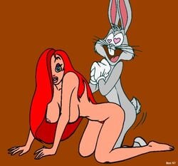 1990s 1997 20th_century anthro ben_(artist) bugs_bunny crossover disney female fur furry human jessica_rabbit male mammal nipples rabbit straight warner_brothers who_framed_roger_rabbit