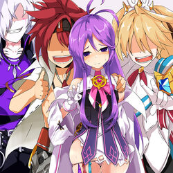 1girls 3boys aether_sage_(elsword) after_sex aisha_(elsword) condom elsword kgs_(artist) used_condom