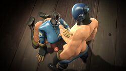 1boy 1futa 3d ass balls big_breasts big_penis boots breasts cum cum_on_face fempyro futanari gas_mask gloves handjob helmet latex male male_on_futa on_knees pants_down partially_clothed penis pyro revhearts source_filmmaker team_fortress_2