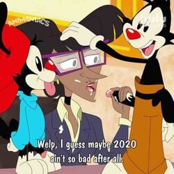 $5footslong 1:1 animaniacs animaniacs_(2020) anthro female female_on_anthro human male mammal nora_rita_norita straight wakko_warner warner_brothers yakko_warner