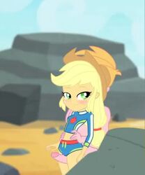 1boy 1girls animated applejack_(eg) applejack_(mlp) beach big_macintosh_(eg) big_macintosh_(mlp) cloppyhooves cum_in_pussy cum_inside equestria_girls female friendship_is_magic hasbro incest my_little_pony penetration smooth_skin sound swimsuit swimwear tagme teasing thigh_sex vaginal_penetration video