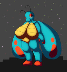 alien alien_girl antennae anthro blue_skin boss_galaga breasts breasts breasts bug busty chaossabre curvy female galaga hips insect_girl insect_wings insects large_breast namco pink_eyes space thick_thighs thighs wings