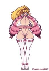 1girls alternate_body_type alternate_breast_size ass big_ass big_breasts bikini blonde_hair blue_eyes breasts breasts_bigger_than_head choker cleavage clothing color female female_only fingerless_gloves full_body huge_breasts jacket long_hair looking_at_viewer mario_(series) n647 nintendo nipple_bulge nipples_visible_through_clothing open_clothes open_jacket princess_peach puffy_jacket simple_background skimpy skimpy_clothes solo standing swimsuit thick_lips thick_thighs thigh_gap thigh_highs thighhigh_socks thighhighs thin_waist thong underwear voluptuous white_background white_bikini wide_hips winter_peach_(driverbunny37)