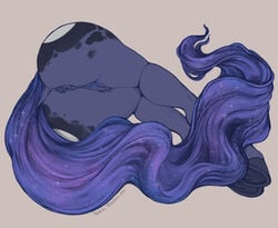 1girls 2020 anthro anus ass ass_focus blue_body butt_focus cosmic_tail dock equid equine female female_only friendship_is_magic genitals hasbro hi_res hooves horse mammal my_little_pony nebula phathusa pony princess_luna_(mlp) pussy simple_background solo underhoof