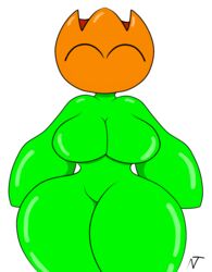 breasts cleavage closed_eyes female female_only fire_flower flower green_skin hips large_hips leaf leaves mario_(series) neuwolfram/newtungsten nintendo plant power_up super_mario_world thick_thighs thighs waist wide_hips