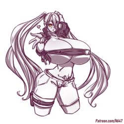 1girls artist_name ass barely_contained big_ass big_breasts bimbo blush blushing breasts bursting_breasts cleavage eyebrows_visible_through_hair female genderswap hand_behind_head heart huge_breasts long_hair looking_at_viewer mascara n647 naruko naruto nipple_bulge nipples_visible_through_clothing orange_eyes partially_colored pose posing pubic_tattoo rule_63 solo tattoo thick_thighs twintails uzumaki_naruto voluptuous wide_hips wink