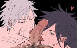 black_hair dodo_(artist) licking long_hair male naruto naruto_shippuden oral penis senju_tobirama short_hair silver_hair tagme tongue uchiha_madara yaoi