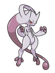 anthro humanoid legendary_pokémon mega_evolution mega_mewtwo_y mewtwo pink_skin pixel_art pokemon pokemon_(species) pokemon_xy psychic pussy red_eyes small_breasts