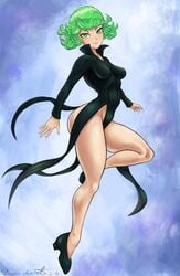 1girls busty female female_focus female_only green_hair hourglass_figure one-punch_man pinup pinup_pose pose posing solo tagme tatsumaki tuomashart wide_hips